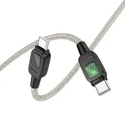 Дата кабель Hoco U124 Stone silicone power-off 60W Type-C to Type-C (1.2m) Black - мініатюра 3