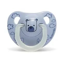 Пустушка силіконова Suavinex Ведмедик, 0-6 місяців, нічна, блакитний (304511)