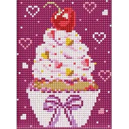 Алмазная мозаика Ideyka без подрамника Аппетитное пирожное AMM1014 с AB стразами 15х20см