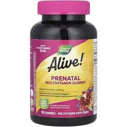Мультивітаміни для вагітних Nature's Way Alive! Prenatal with Plant DHA зі смаком апельсина та малини 90 жувальних цукерок