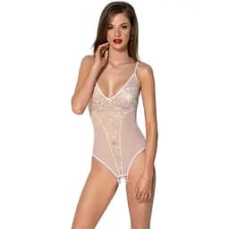 Боди с ажурным декором и открытым шагом Passion Ursula Body white L/XL