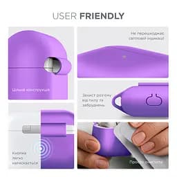 Силіконовий чохол для навушників Apple AirPods 3, Hang Case, фіолетовий, ультратонкий захисний кейс товщиною 2 мм, захист від подряпин, пилу та ударів, компактний, з карабіном для кріплення, ArmorStandart (ARM60317) - мініатюра 5