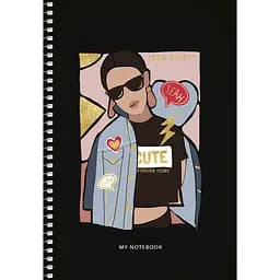 Зошит для записів Student А5, у клітинку, спіраль, 80л., Дівчина в окулярах (A5-SC-080-6077K)