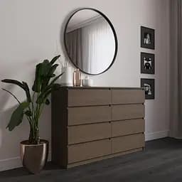 Комод Vays R-8 Венге Темный, 8 ящиков без ручек, ЛДСП, 140×40×98 см - для спальни, гостиной, прихожей