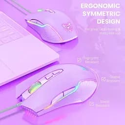 Комп'ютерна мишка Onikuma для ПК і ноутбука 6400 DPI RGB підсвітка 7 кнопок дротова Фіолетовий - мініатюра 2