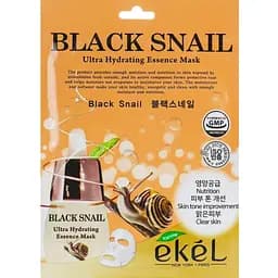 Тканинна маска для обличчя Ekel з екстрактом муцина чорного равлика, 25 мл