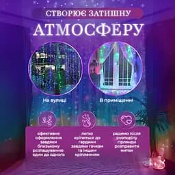 Гірлянда-штора світлодіодна 144 LED розмір 3*2 м, мультиколор GarlandoPro ZWM2320LEDML - мініатюра 16