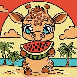 Картина по номерам "Жираф і кавун" ©art_selena_ua KHO1241, 25х25 см