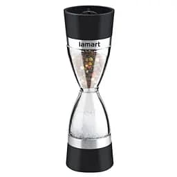 Млин для солі та перцю Lamart Sandglass, 2х60 мл, подвійний, черный (LT7045)