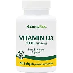 Вітаміни та мінерали Natures Plus Vitamin D3 5000 IU, 60 капсул