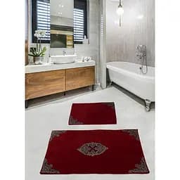 Набір килимків для ванної кімнати Diva Pretty з гипюром Red 60 x 100 + 50 x 60