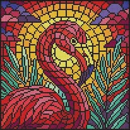 Алмазна мозаїка Вітраж. Фламінго AMO8318, 30х30 см