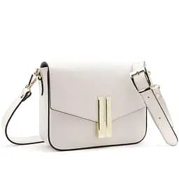 Кросбоді шкіряне з акцентним замком колір молочний Firenze Italy F-IT-9558WB