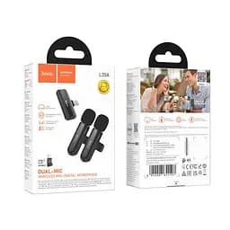 Мікрофон Hoco L20A Fair dual-mic wireless microphone iP/Type-C чорний - мініатюра 8