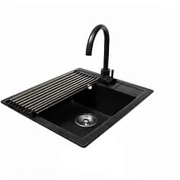 Комплект гранітна мийка + змішувач Romzha Adiere Grafit (A)