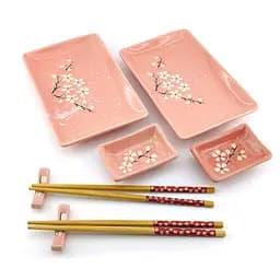 Сервиз для суши Сакура на розовом фоне 2 персоны 28х28, 3х3, 5 см 