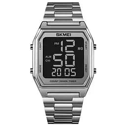 Чоловічий наручний годинник Skmei 1735 (Сріблястий з чорним циферблатом)