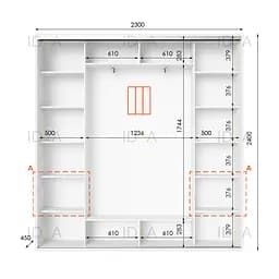 Шафа-купе Idea серія 4 230 x 45 x 240 см Білий Дзеркало - мініатюра 2