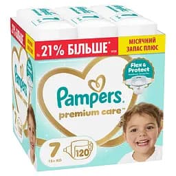 Подгузники Pampers Premium Care Размер 7 (15+кг) 120 шт.