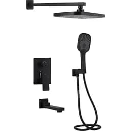 Душова система універсальна Qtap Gemini прихованого монтажу на три споживача QTGEM114BLM45703 Black matt, Чорний матовий