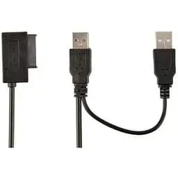 Адаптер Usb Cablexpert, черный, Usb 2.0 - DVD SATA SlimLine (13-pin) , 50 см, дополнительный Usb для питания (A-USATA-01)