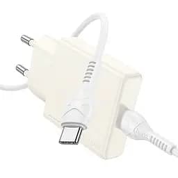 Адаптер сетевой HOCO Type-C to Type-C кабель Biscuit 1-й порт N44 |Type-C, QC/PD, 30W/3A|