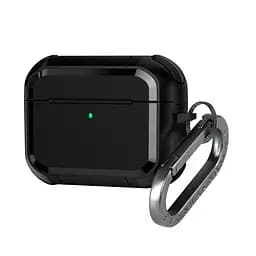 Чохол для навушників Apple AirPods Pro 3, чорний, Panzer, протиударний захисний кейс з TPU та полікарбонату, посилені стінки, захист від подряпин, пилу та ударів, легкий та компактний, з карабіном для кріплення, ArmorStandart (ARM88286)