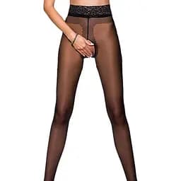 Еротичні колготки Passion Tiopen 001 nero 1/2 (20 den) з вирізом і мереживом на поясі
