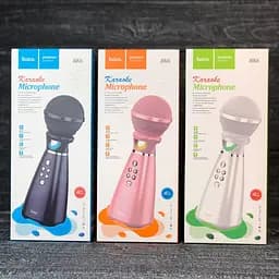 Мікрофон-караоке Hoco bk6 з колонкою Bluetooth білий - мініатюра 4