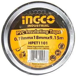 Изолента ПВХ Ingco 18 мм х 9.15 м черная (HPET1101)