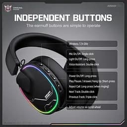 Навушники Onikuma ігрові бездротові GT836 з шумоподавленням мікрофоном та RGB підсвіткою до 60 годин роботи гарнітура для ПК - мініатюра 7