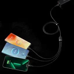 Кабель Baseus Flash Series Ⅱ 3-in-1 Cable USB to MicroUSB+Lightning+Type-C 66W 1.2m CASS040005 Purple - мініатюра 8