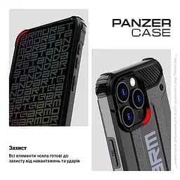 Чехол для Samsung Galaxy S24 Ultra 5G (SM-S928), Panzer, серый, противоударный, бронированный, милитари, панель-накладка, защита всего корпуса, защита дисплея и камеры, термополиуретан (TPU) + поликарбонат (PC), ArmorStandart (ARM75618) - мініатюра 3