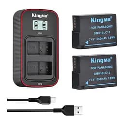3-Pack KingMa Panasonic DMW-BLC12 комплект з 2 акумуляторів та ЗУ на 2 батареї