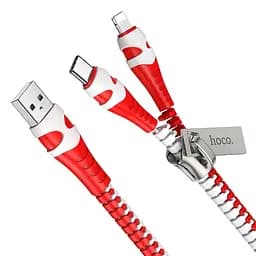 Кабель Hoco U97 2 в 1 USB to Lightning/ Type-C 1 м черный, красный