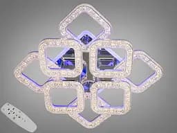 Стельова світлодіодна люстра з пультом, підсвіткою, 90W, хром