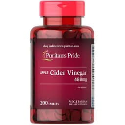 Натуральная добавка Puritan's Pride Apple Cider Vinegar 480 mg, 200 таблеток