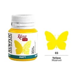 Акрил для декору Жовтий (03) матовий 20 мл Rosa Talent