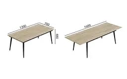 Стіл журнальний трансформер Dandi Small Ferrum-decor 45x120(160)x70 Чорний метал ДСП Дуб Сонома 16 мм (FRD-106796) - мініатюра 7