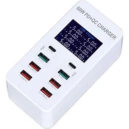 Мультизарядний пристрій Addap 8 портів USB A8T 60 W PD+QC (WLX-A8T)