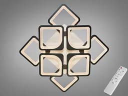 Стельова LED-люстра Diasha S8060/4+4BK з пультом і димером, чорна, 115W, 6325 lm, квадратні акрилові плафони 49x49 см