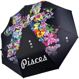 Женский складной зонтик полный автомат Rain 98 см черный