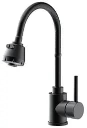 Смеситель для кухни однорычажный гибкий излив нержавеющий корпус гайка Ø35 черный Frap 1/10 F40993-6 Черный матовый