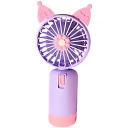 Дитячий портативний USB-вентилятор на акумуляторі з вушками фіолетовий (JQK21)