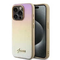 Чехол Guess PU Leather Iridescent Metal Script для iPhOne 15 Pro Max Gold (57983118682)