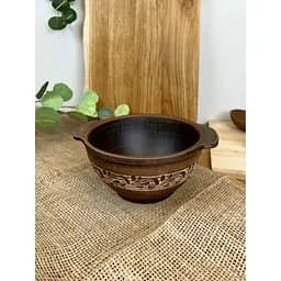 Бульйонниця керамічна (глиняна) різьблена 600 мл Ангоб