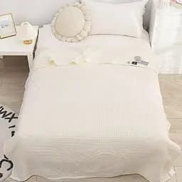Вафельное покрывало молочное 200x230 см - хлопковое покрывало в коробке