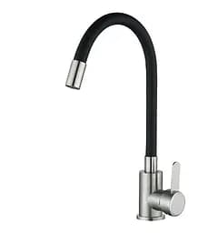 Змішувач для кухні Mixxus з чорним гнучким виливом FAN-011 Refl.Black (MI6105)
