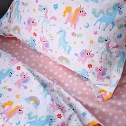 Простирадло на гумці MirSon Poplin Line Kids 05 Pony 70х190 см рожеве (2200009715846) - мініатюра 4