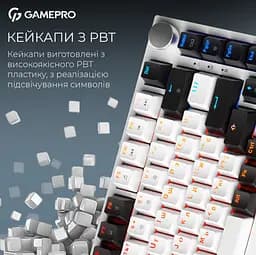 Клавиатура беспроводная игровая механическая GamePro MK-160-W Pro White-Black QLAB Orange Switches Hot-Swap - мініатюра 7